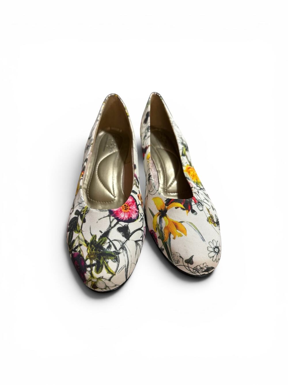 Soft Style Hush Puppies Floral Wedge Pumps Women's 8.5 Wide Comfort Shoes